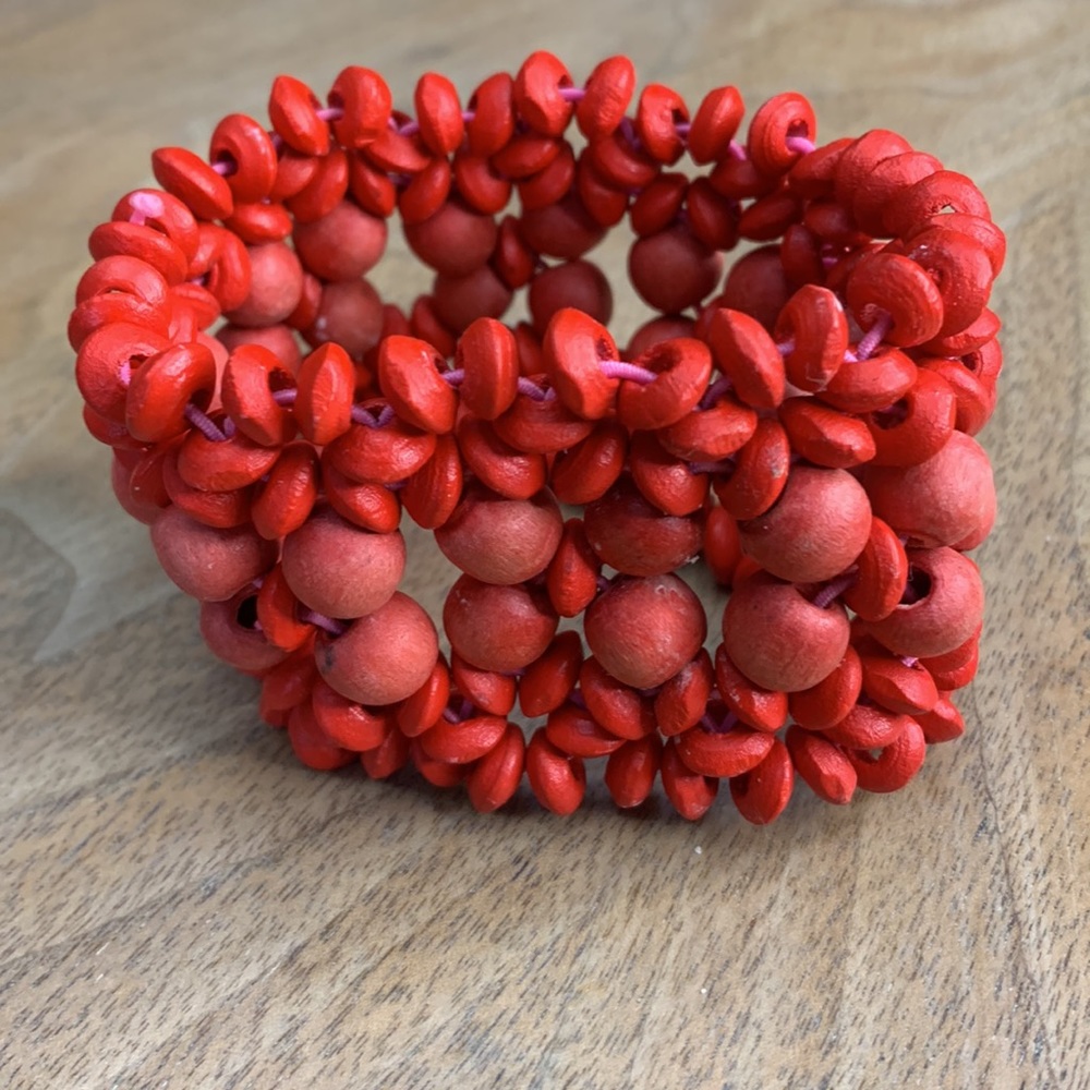 Red wooden bead bracelet